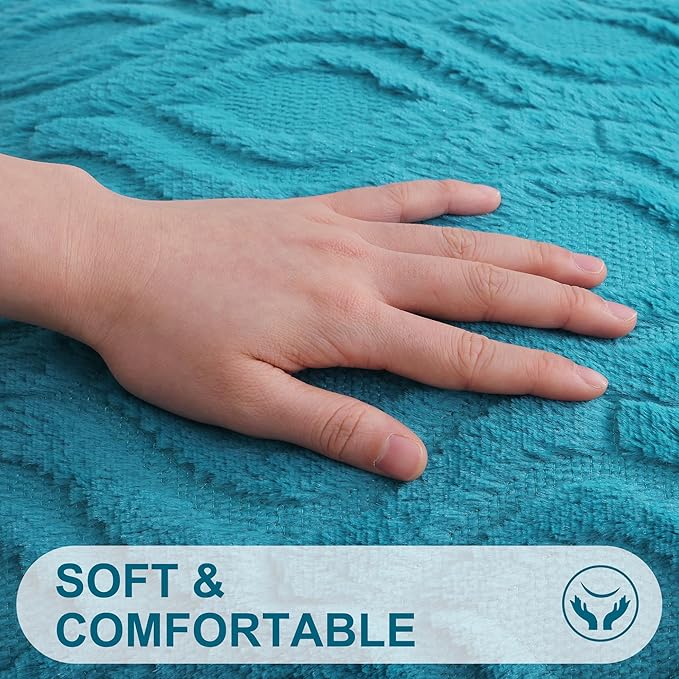 decorUhome Spring Euro Sham Throw Pillow Covers 22x22 Inch Set of 2, Soft Plush Faux Wool Teal Solid Couch Pillow Covers, Accent Farmhouse Neutral Square Pillow Cases for Sofa Bed Living Room