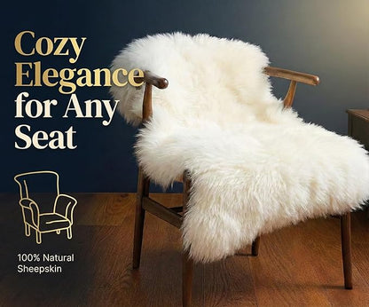 Woolous Sheepskin Rug, New Zealand Large Genuine Natural Lambskin Fur Fluffy Area Real Sheep Skin Throw Rug for Bedroom and Living Room, (Single Pelt 2x3ft,Ivory)