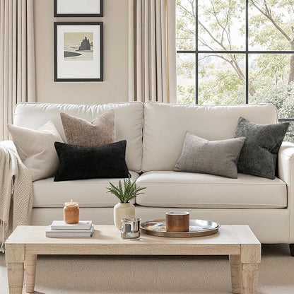 MIULEE Pack of 2 Couch Throw Pillow Covers 18x18 Inch Light Khaki Boho Accent Decorative Pillow Covers Soft Chenille Farmhouse Taupe Cushion Covers for Home Decor Bed Sofa Living Room