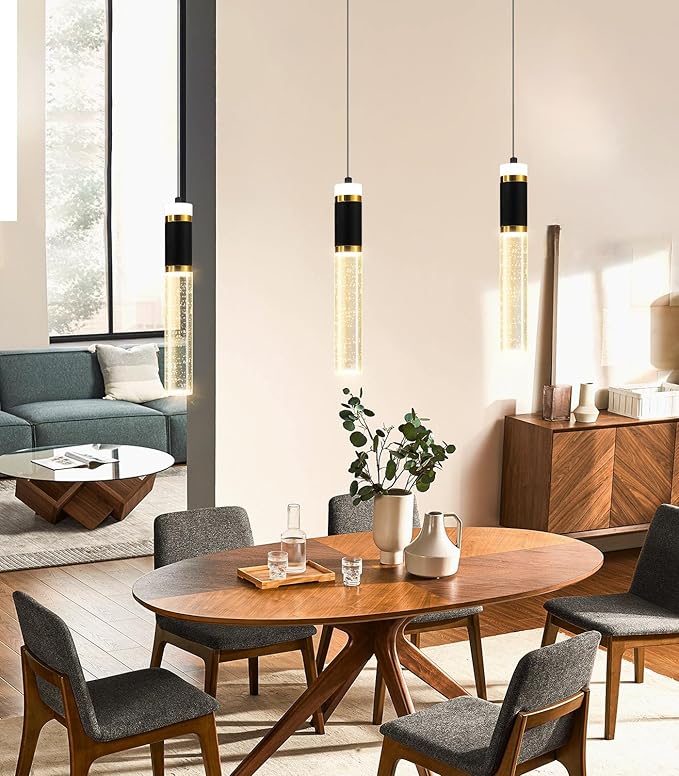 3-packs Pendant Lighting for Kitchen Island Mini Chandeliers Crystal Dining Room Hanging Lights LED Dimmable Drop Lights Ceiling Lighting Fixture Kitchen Sink Light Bathroom Bedroom 2700K 6000K