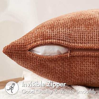 MIULEE Pack of 2 Fall Rust Decorative Pillow Covers 20x20 Inch Soft Chenille Couch Throw Pillows Farmhouse Cushion Covers for Home Decor Sofa Bedroom Living Room