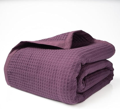 Salt Earth GOTS Certified 100% Organic Cotton Throw Blanket, 108"X90" Blankets & Throws for Bed, Throw Blanket for Couch,Modern & Cozy Blanket, All Season Waffle Blanket, Soft Blanket (Plum Perfect)