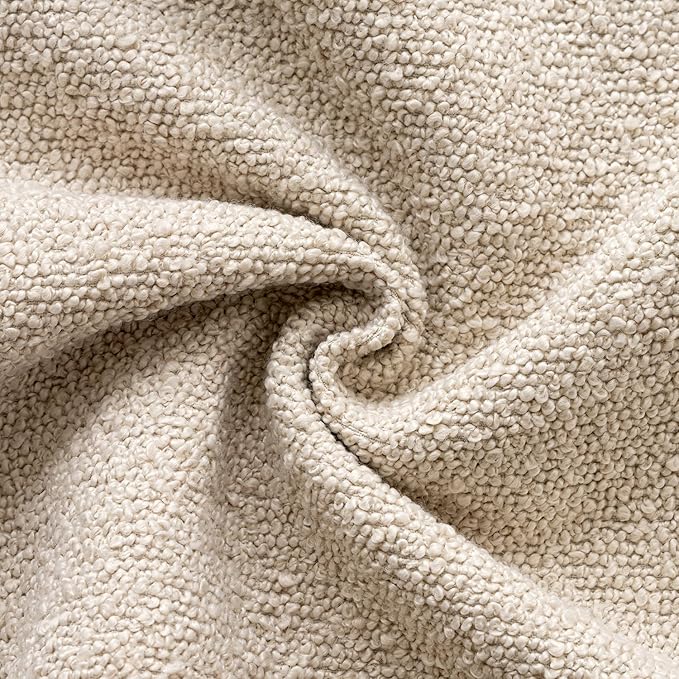 Woaboy Pack of 2 22x22 Inch Decorative Boucle Throw Pillow Covers Textured Square Pillowcaes Accent Euro Solid Cozy Soft Cushion Covers Home Decor for Sofa Couch Living Room Home Decor,Neutral