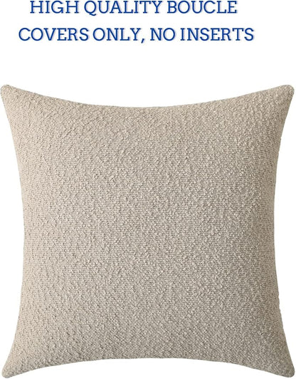 Jeneoo Light Grey Decorative Square Thick Accent Throw Pillow Covers Fine Textured Boucle Couch Cushion Case for Sofa Decor, Set of 1, 24 x 24 Inch