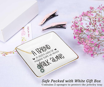 NZY Friendship Gift for Woman,Sister,Birthday Chirstmas Gifts for Women, Best Friends Bestie BFF Soul Sister-Ceramic Jewelry Tray Trinket Holder Ring Dish-A Friend is God's Way