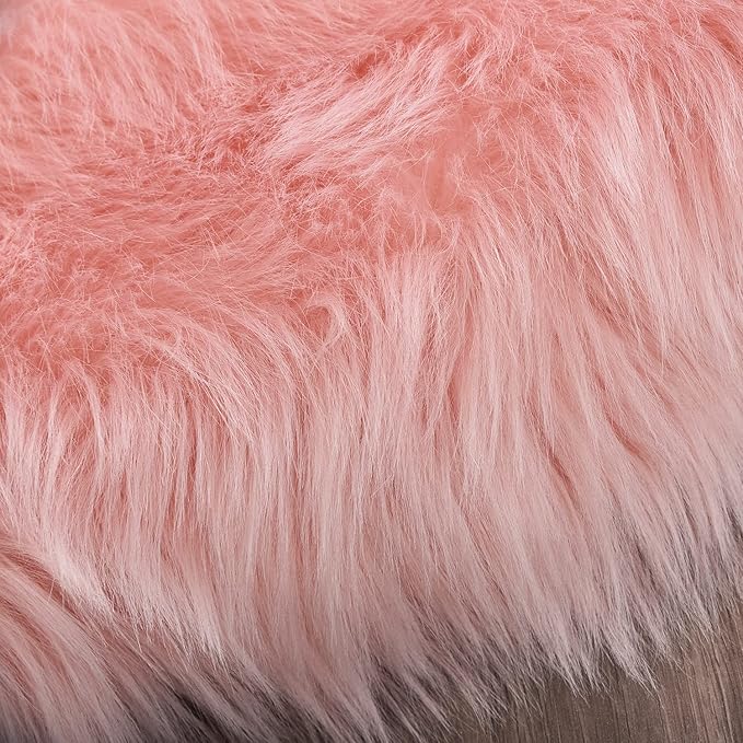 Latepis 5x7 Pink Fluffy Rug for Living Room Faux Sheepskin Fur Rugs Washable Area Rug Bedroom Shaggy Rugs for Sofa Floor for Grils Dorm Room Décor Pink Room Accessories