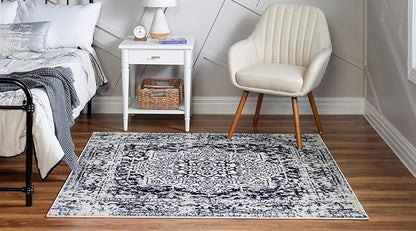 Rugs.com Arlington Collection Rug – 8 Ft Square Blue Medium-Pile Rug Perfect for Living Rooms, Kitchens, Entryways