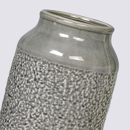 Ceramic Vase for Home Decor, 9 Inch Minimalist Decorative Vases for Flower, Centerpieces, Bookshelf, Tabletop, Living Room, Bathroom, Entryway, Coffee Table Decor, Grey