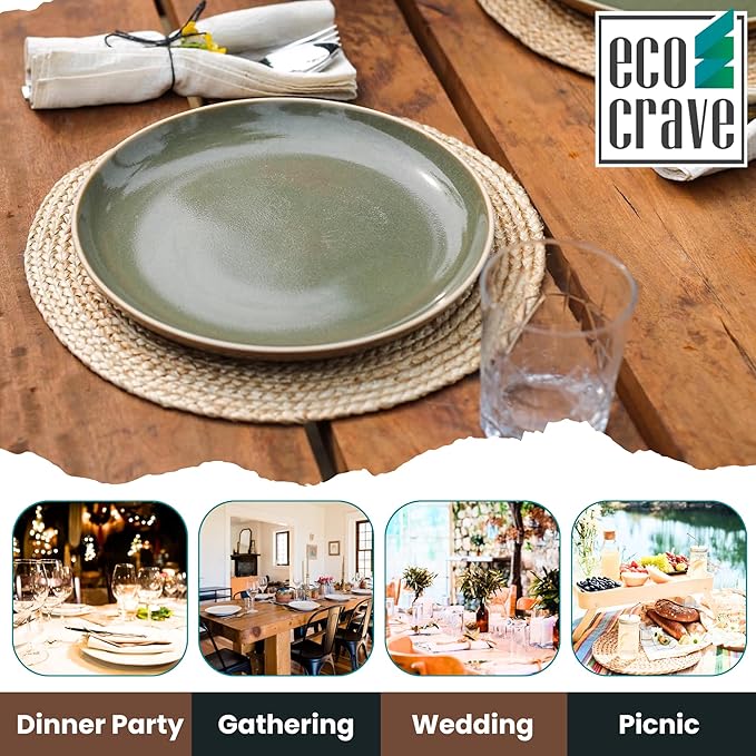 Eco Crave Jute Round Woven Placemats Set of 2, Natural 13 Inch Boho Farmhouse Rustic Hand Woven Place mat for Dining Table Decor, Wicker Chargers Heat Resistant Easy to Clean and Non-Slip Placemat