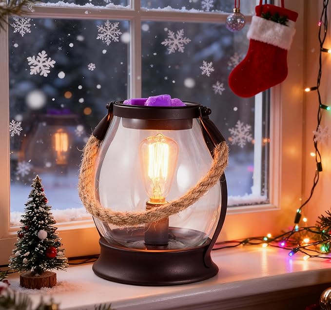 Electric Wax Melting Heater,Edison Bulb Wax Heater,Heater for Scented Wax,Oil Burner for perfumes,Home Decor (Retro, Twine Handle)