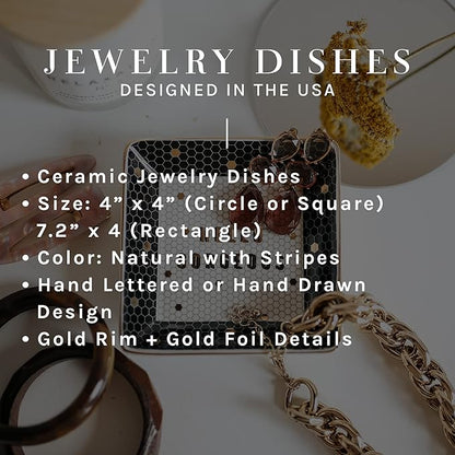 Sweet Water Decor Ring Dish Engagement - Ceramic Wedding Ring Dish for Bridal Shower - Ring Dishes for Women with White & Gold Speckled Decorative - Elegant Ring Dish Holder & Jewelry Organizer