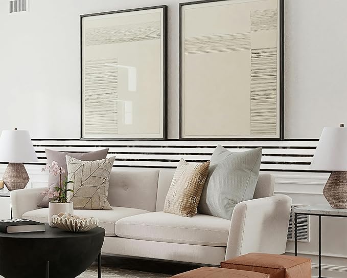 FLFK Wallpaper Border - Black and White Striped Wall Borders Decal Peel and Stick Trim 9" x 240"