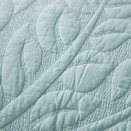 MarCielo 100% Cotton Quilt Set - 3-Piece Embroidered Farmhouse Bedspread & Shams, All-Season Breathable Bedding(Aruba Blue,Queen)