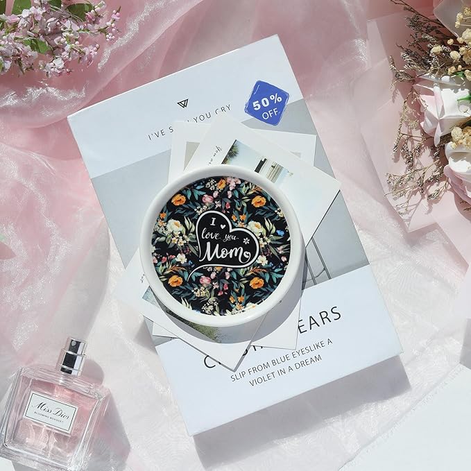 Potiera Ceramic Jewelry Tray, Decorative Ring Holder, Trinket Dish for Earrings Necklaces Watch Keys, Mother of the Bride Wedding Gifts, Mother's Day Birthday Christmas Gifts for Mom from Daughter