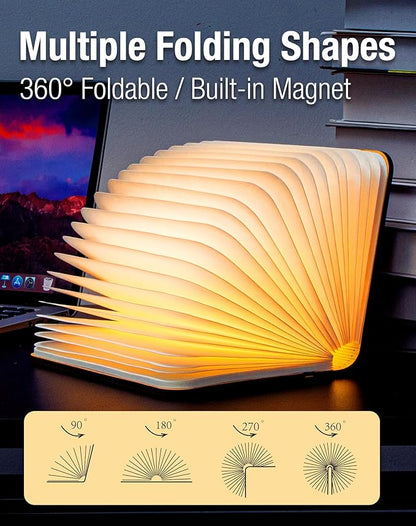8.3 Inch Wooden Book Lamp, Book Lovers Gifts,Teacher Appreciation Gifts for Women, LED Ambient Lighting, Magnetic Mood Lighting for Home&Library Decor (Walnut)