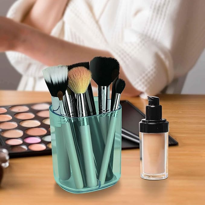 Acrimet Jumbo Pencil Holder, Pen Cup, Caddy Super-Sized Desktop Organizer for Students, Artists and Professionals (Plastic) (Clear Green Color)