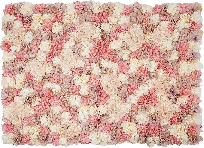 12Pcs Artificial Flower Wall Panel 3D Floral Backdrop Walls15 X 15" Flower Wall Decor Panel Flower Backdrop for Party Home Background Decor-Champagne, White, Pink