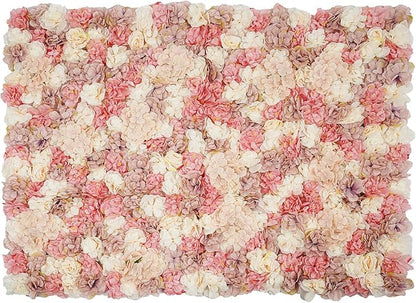 12Pcs Artificial Flower Wall Panel 3D Floral Backdrop Walls15 X 15" Flower Wall Decor Panel Flower Backdrop for Party Home Background Decor-Champagne, White, Pink