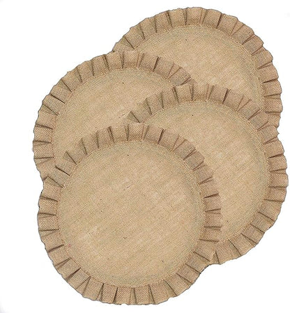 Handmade Round Table Placemats - Vintage Mats for Parties, Dining Table, Coasters - Decorative Placemats - 100% Jute Natural Fibers - Pack of 4-14’’ Diameter - Natural Jute – The Home Talk Store