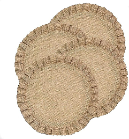 Handmade Round Table Placemats - Vintage Mats for Parties, Dining Table, Coasters - Decorative Placemats - 100% Jute Natural Fibers - Pack of 4-14’’ Diameter - Natural Jute – The Home Talk Store