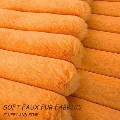 2 Pack 18x18 Pillow Cover Velvet Pillow Covers, Faux Fur Square Throw Pillow Covers for Living Room Decorations Throw Pillow Case, Throw Pillow Cover Cushion Cover for Sofa Bedroom Car, Orange