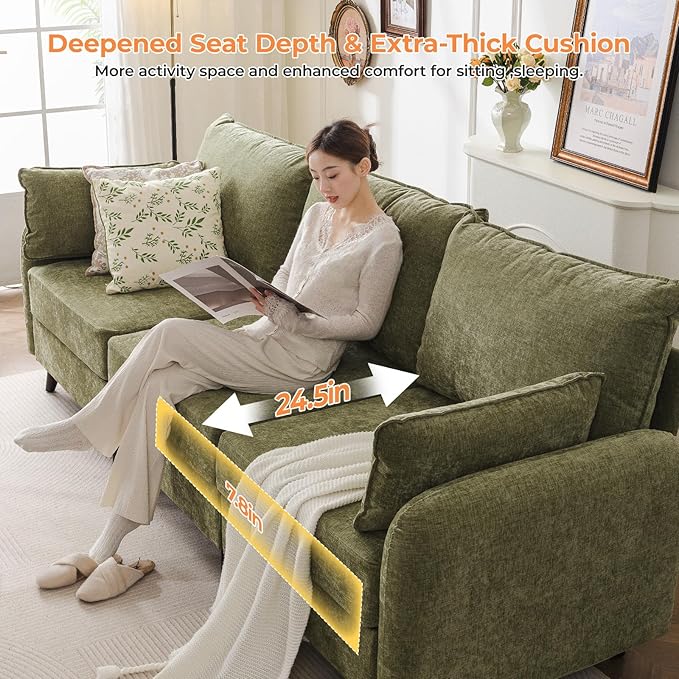 135'' Modular Sectional Sofa with Seats Storage,Oversized 4-Seater Comfy Cloud Couches with Deep Seat,Sectional Couches for Living Room,Apartment,2 Throw Pillow,Chenille,Green