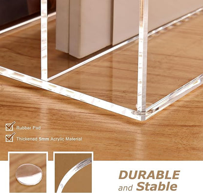 SANRUI Acrylic Magazine Holder Desk Organizer Workspace Sorters，Clear Bookend File Sorter Holder,Folder Rack, Office Accessories Organization Storage with 4 Vertical Compartments