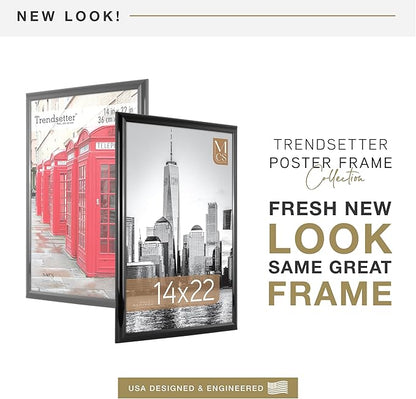 MCS Trendsetter 14x22 Poster Frame Black High-Gloss, Vertical & Horizontal Wall Hanging Large Picture Frame for Photos, Posters & Art Prints (2-Pack)