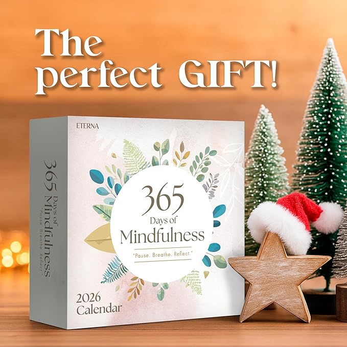 2026 Mindfulness Daily Desktop Calendar | Day To Day Tear Off Calendar with 365 Positive Affirmation Exercises for a Year of Calm Self Care, Box Calendar Gift For Women, Christmas Stocking Stuffer Gift for Home or Office
