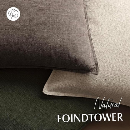 Foindtower Set of 2, Decorative Linen Soild Throw Pillow Covers Soft Accent Euro Cushion Case Farmhouse Neutral Pillowcase for Chair Couch Sofa Bedroom Living Room Home Decor 26 x 26 Inch Light coffee