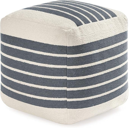 Anji Mountain 100% Handmade & Handcrafted Comfortable Home Décor Pouf Ottoman Footrest for Living Room, Bedroom, Nursery, Kidsroom, Patio Furniture - (20" x 20" x 20" - Gray Maze)