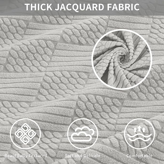 Easy-Going Waterproof Couch Cushion Covers for Couches and Sofas, Stretch Jacquard Sofa Seat Cover Replacement for Dogs, Pets&Kids, Durable Furniture Protector for Oversized Sofa Cushions, Light Gray
