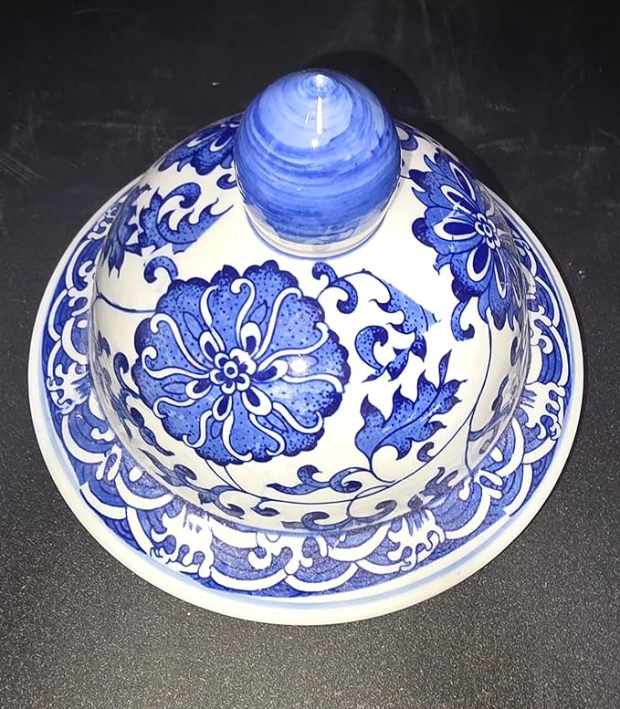 20" Classic Blue and White Floral Porcelain Ceramic Temple Ginger Jar Vase, Large China Qing Style (Dragon1)