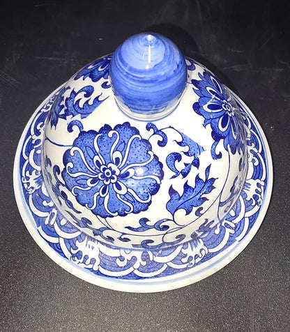 20" Classic Blue and White Floral Porcelain Ceramic Temple Ginger Jar Vase, Large China Qing Style (Dragon1)