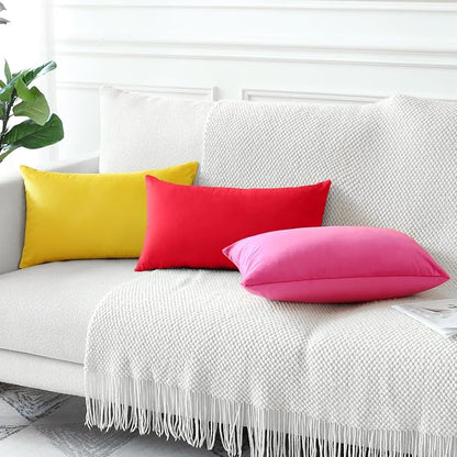Artscope Luxury Velvet Pillow Covers Decorative Rectangle Pillowcases Soft Solid Cushion Cases for Couch Sofa Bedroom Car Decor 16x24 Inch Red