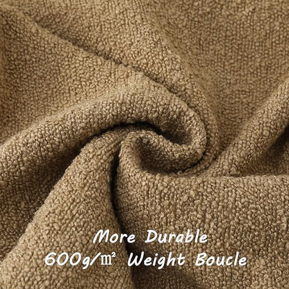 FUTEI Pack of 2 Khaki Decorative Throw Pillow Covers 22x22 Inch Soft Cozy Solid Boucle Textured Cushion Case,Modern Home Decor for Couch Bed Living Room