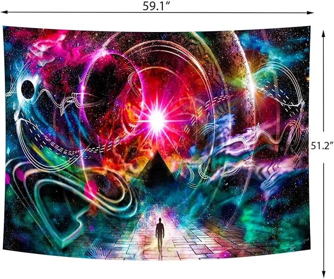 Delur Time Travel Tapestry Galaxy Universe Starry Sky Wall Hanging Tapestry Milky Way Outer Space Abstract Psychedelic Nebula Headboard for Bedroom Living Room Home Decor (51.2" x 59.1")