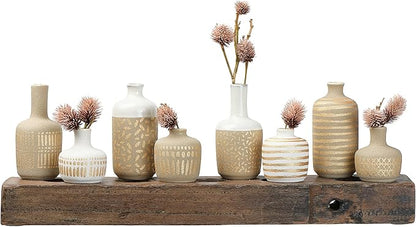 Main + Mesa Stoneware Vases with Gold Pattern, Set of 8