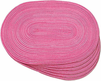 Noctiflorous Oval Braided Placemats Set of 6 Woven 12x18 Inch Non Slip Washable Heat Resistant Place Mats Tablemats for Dining Kitchen Party Daily Table Decor Dinner Mats (Hot Pink, 6)