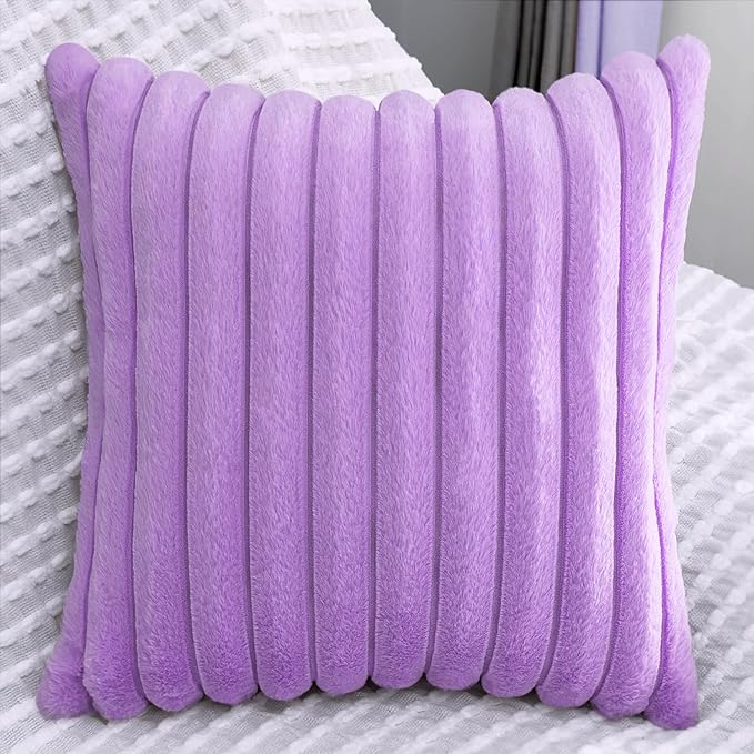 1 Pack 18x18 Pillow Cover Velvet Pillow Covers, Faux Fur Square Throw Pillow Covers for Living Room Decorations Throw Pillow Case, Throw Pillow Cover Cushion Cover for Home Sofa Bedroom Car, Violet