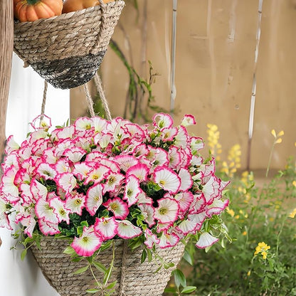 Artificial Silk Flowers for Outdoor Decoration,12 Bundles Faux Flowers Colorful Morning Glory with Eucalyptus Fake Plants Greenery UV Resistant for Outside Front Door Planter Porch Patio Yard