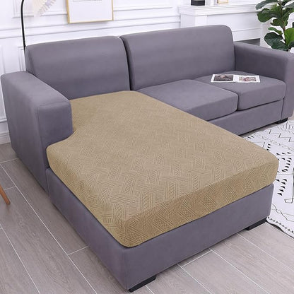 hyha Couch Cushion Covers, Stretch Sofa Seat Cushion Slipcover, Sectional Couch Covers L Shape with Elastic Bottom for Sectional Sofa(Chaise, Camel)