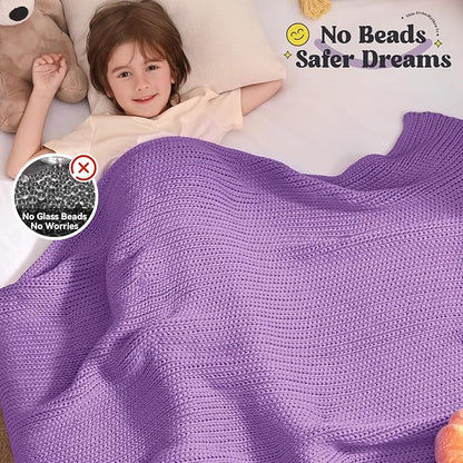 Guohaoi Knitted Weighted Blanket Kids (Purple 40"x60" 10lbs) No Beads Cooling Heavy Blanket, Home Decor Breathable Chunky Knit Throw Blanket for All-Season Use