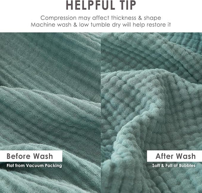 EMME Muslin Throw Blanket 100% Cotton Blankets for Couch Breathable Gauze All Season Soft and Lightweight Pre-Washed (Teal, 50"x70")
