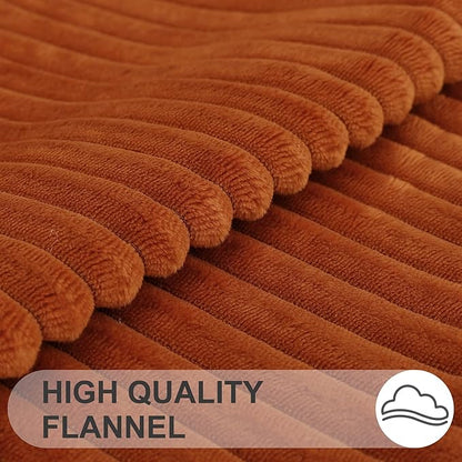 Simmore Decorative Spring Throw Pillow Covers 12x20 Set of 2, Soft Natural Plush Flannel Double-Sided Fluffy Lumbar Pillow Covers for Couch Sofa Living Room, Rust
