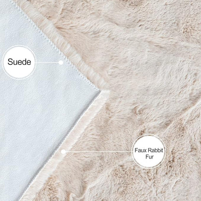 Light Brown Beige Fluffy Faux Fur Rugs for Bedroom Washable Furry Rug for Living Room Indoor Sheepskin Area Rugs 4x6 Nursery Rug
