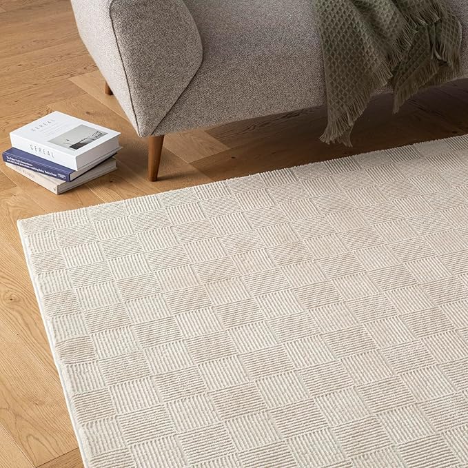 Revival Rugs Willow 5'3"x8' Washable Area Rug for Living Room Bedroom - 100% Recycled Oeko-TEX Certified, Medium Pile, Beige, Cream