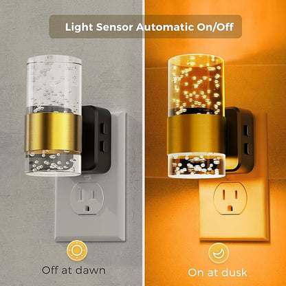 L LOHAS LED Night Light,Dimmable Night Lights Plug into Wall with Remote Control, RGB Color Changing, Dusk to Dawn Sensor, Acrylic Bubble Nightlight for Bathroom