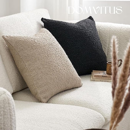DOMVITUS Boucle Pillow Covers 20x20, Decorative Couch Pillows for Living Room, Throw Pillow Covers for Bedroom Chair Sofa Accent Couch Pillows Soft Cushion Case, 1PC, Oatmeal