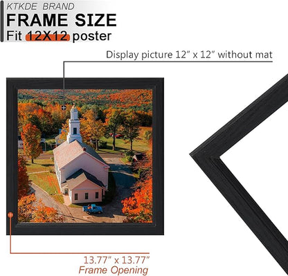 KTKDE 12x12 Picture Frame Set of 3, Black Wooden frames, Wall Hanging Display, Best Square Photo Frame Studio Gallery for Photos, Posters & Art Prints